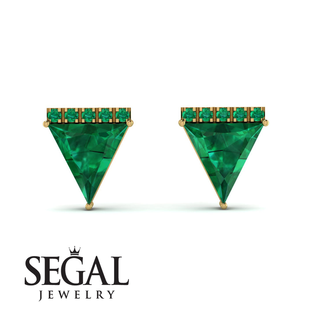 Triangle Emerald Earrings Stud - Kairi No. 4