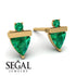 Triangle Emerald Earrings With Round Stone - Estella No. 19 image 9