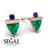 Triangle Emerald Earrings With Round Stone - Estella No. 65 image 9