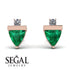 Triangle Emerald Earrings With Round Stone - Estella No. 5