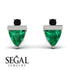 Triangle Emerald Earrings With Round Stone - Estella No. 36 image 2