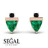 Triangle Emerald Earrings With Round Stone - Estella No. 35 image 2