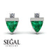 Triangle Emerald Earrings With Round Stone - Estella No. 6 image 2