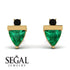 Triangle Emerald Earrings With Round Stone - Estella No. 34 image 2
