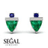 Triangle Emerald Earrings With Round Stone - Estella No. 66 image 2