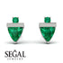 Triangle Emerald Earrings With Round Stone - Estella No. 21 image 2