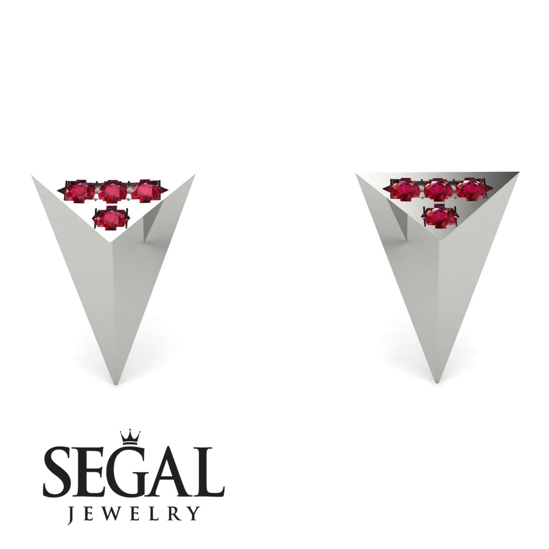 Triangle Ruby Earrings - Livia No. 12