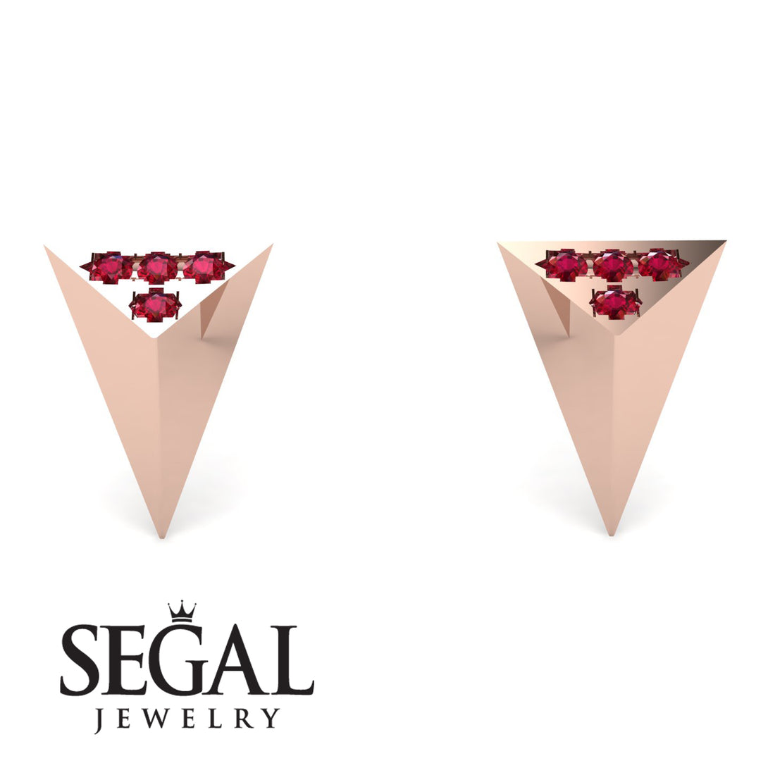 Triangle Ruby Earrings - Livia No. 11