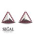 Triangle Ruby Earrings Geometrical - Milan No. 12