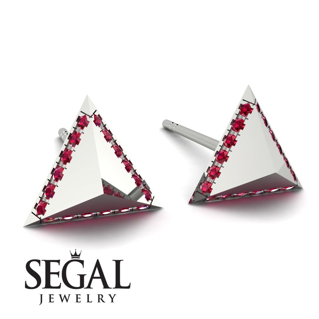 Triangle Ruby Earrings Geometrical - Milan No. 12