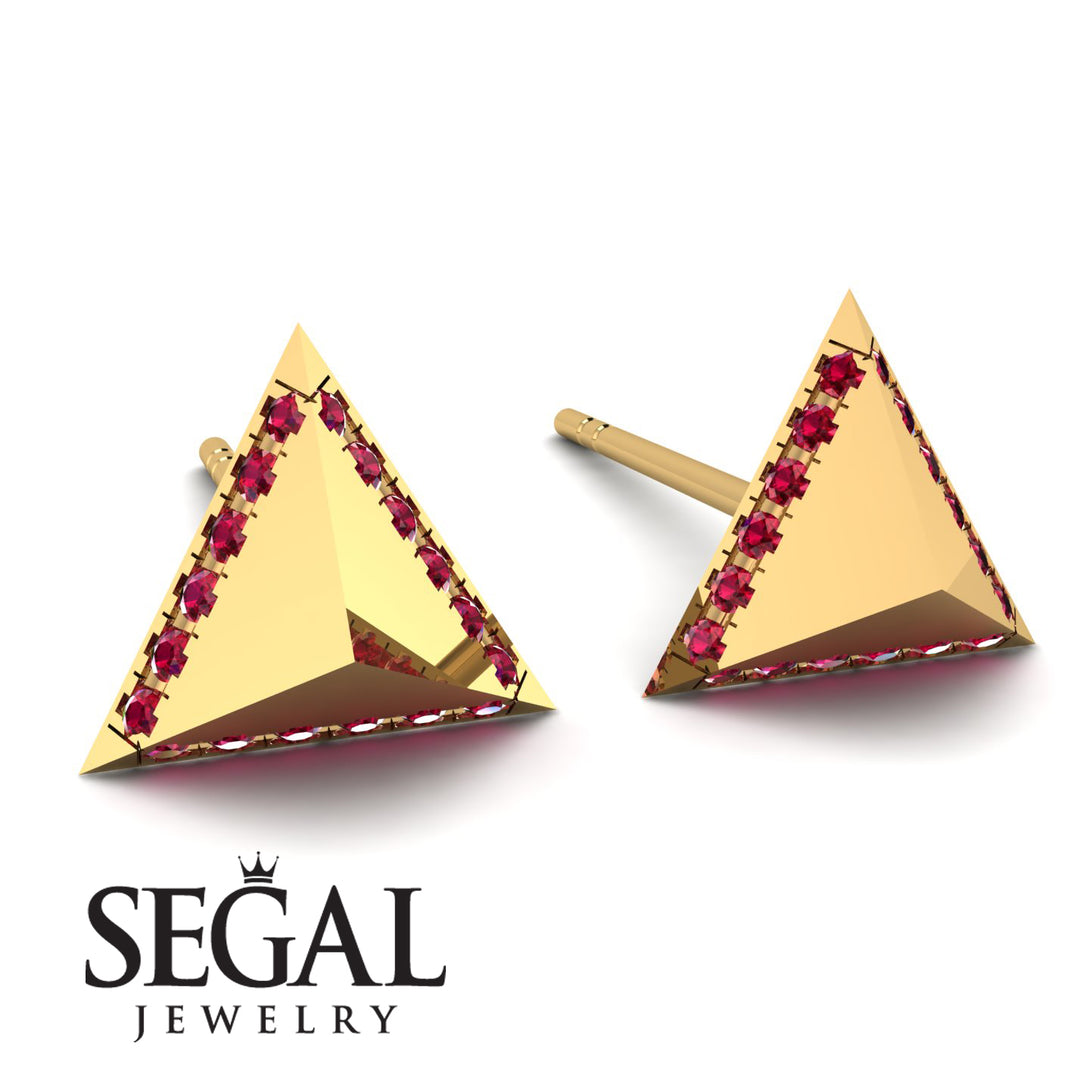 Triangle Ruby Earrings Geometrical - Milan No. 10