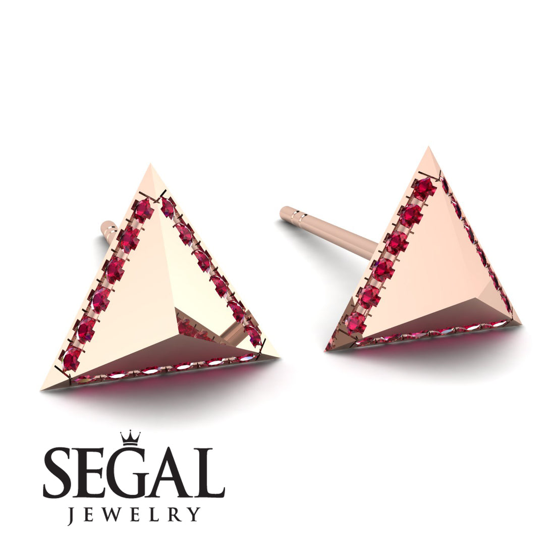 Triangle Ruby Earrings Geometrical - Milan No. 11