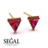 Triangle Ruby Earrings Stud - Kairi No. 10