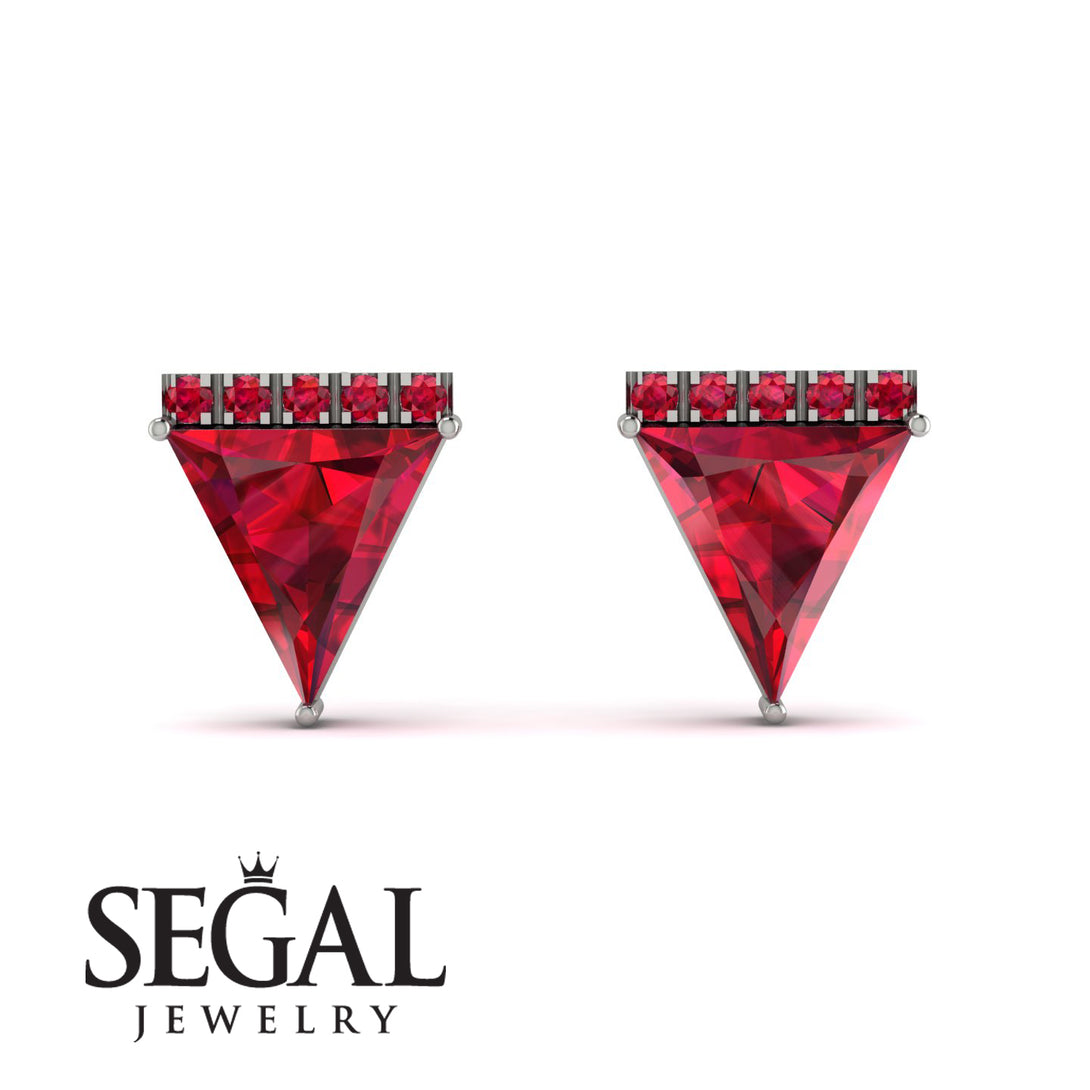 Triangle Ruby Earrings Stud - Kairi No. 12