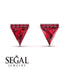 Triangle Ruby Earrings Stud - Kairi No. 12