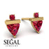 Triangle Ruby Earrings With Round Stone - Estella No. 55