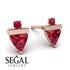 Triangle Ruby Earrings With Round Stone - Estella No. 56 image 9