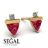 Triangle Ruby Earrings With Round Stone - Estella No. 10 image 9