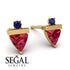 Triangle Ruby Earrings With Round Stone - Estella No. 70 image 9