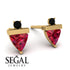 Triangle Ruby Earrings With Round Stone - Estella No. 40
