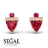 Triangle Ruby Earrings With Round Stone - Estella No. 56