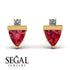 Triangle Ruby Earrings With Round Stone - Estella No. 10 image 2
