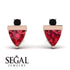 Triangle Ruby Earrings With Round Stone - Estella No. 41