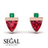 Triangle Ruby Earrings With Round Stone - Estella No. 26 image 2