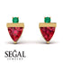 Triangle Ruby Earrings With Round Stone - Estella No. 25