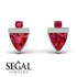 Triangle Ruby Earrings With Round Stone - Estella No. 57 image 2