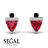 Triangle Ruby Earrings With Round Stone - Estella No. 42