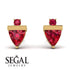 Triangle Ruby Earrings With Round Stone - Estella No. 55