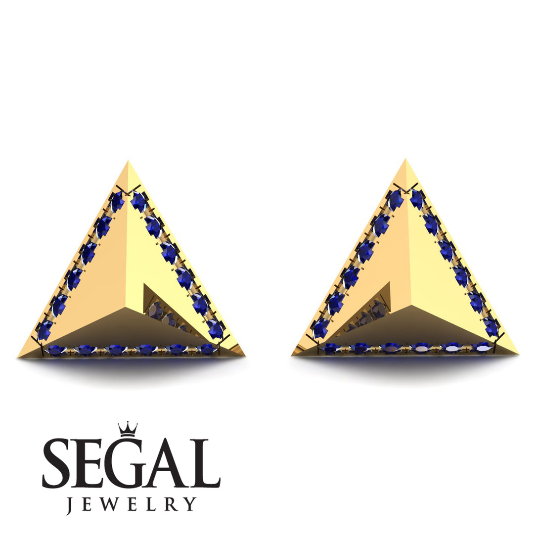 Triangle Sapphire Earrings Geometrical - Milan No. 13