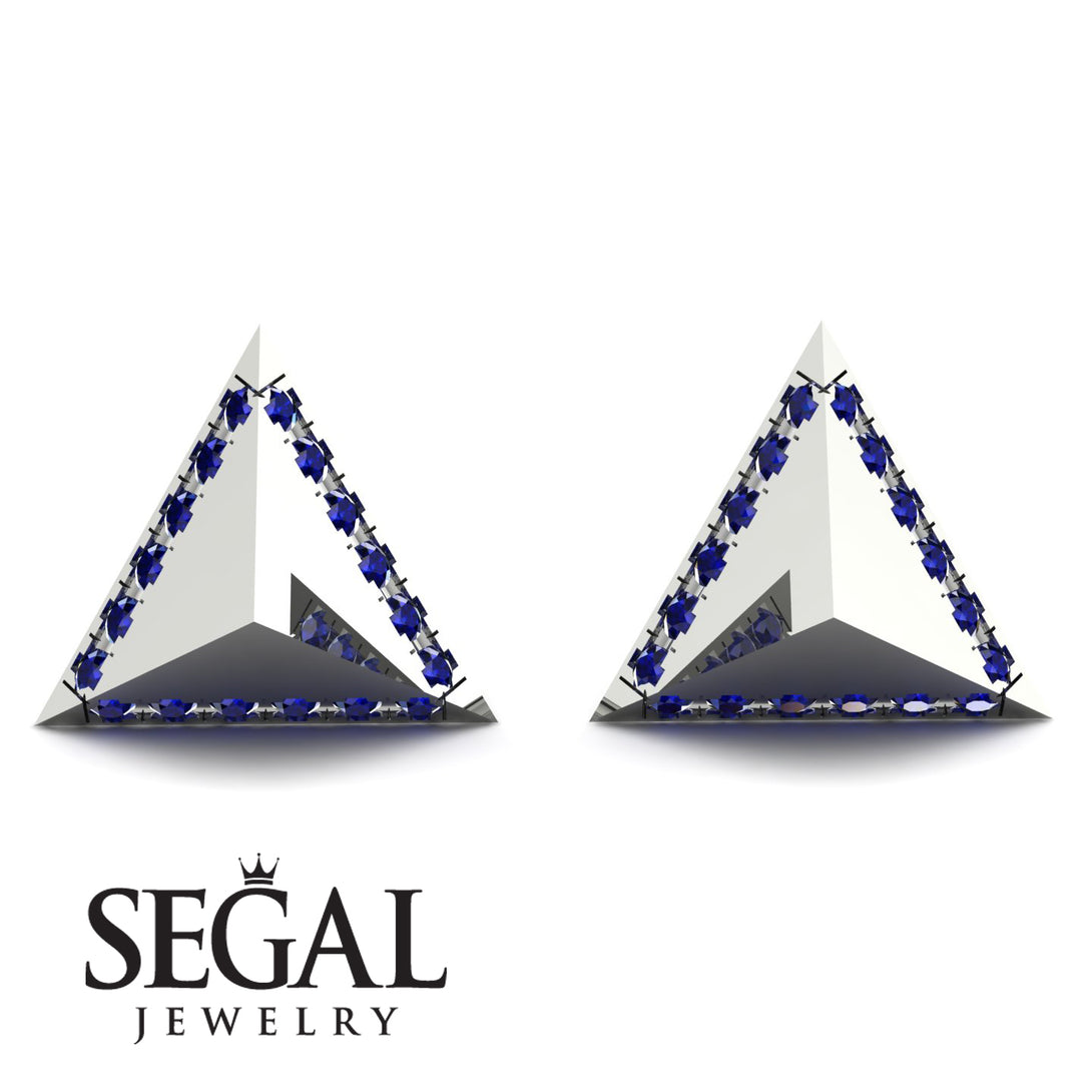 Triangle Sapphire Earrings Geometrical - Milan No. 15
