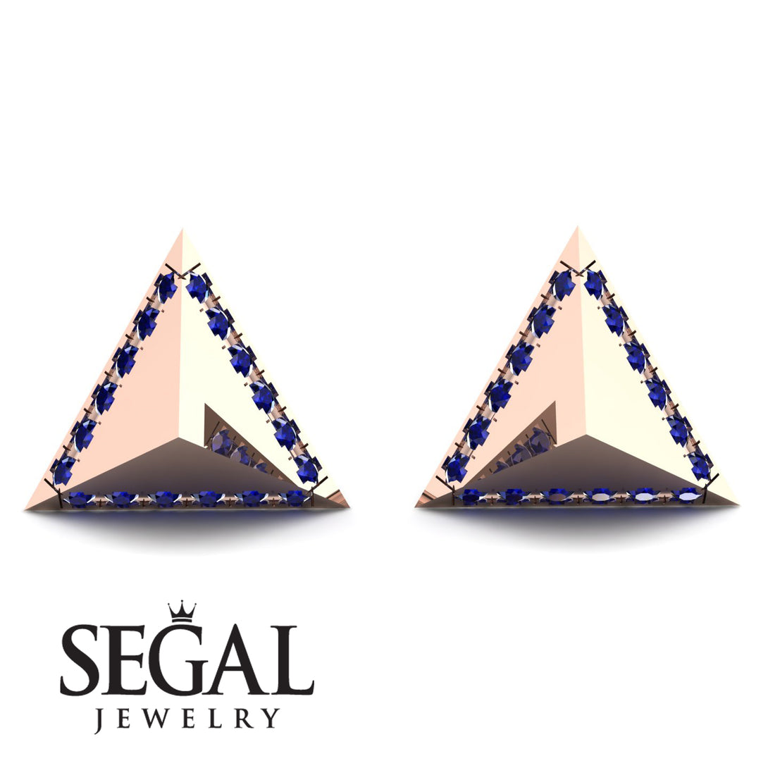Triangle Sapphire Earrings Geometrical - Milan No. 14
