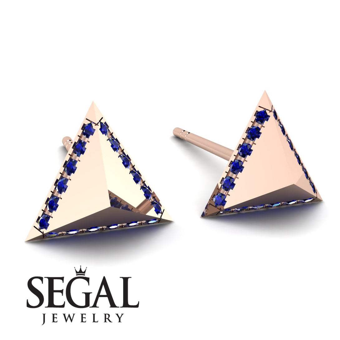 Triangle Sapphire Earrings Geometrical - Milan No. 14
