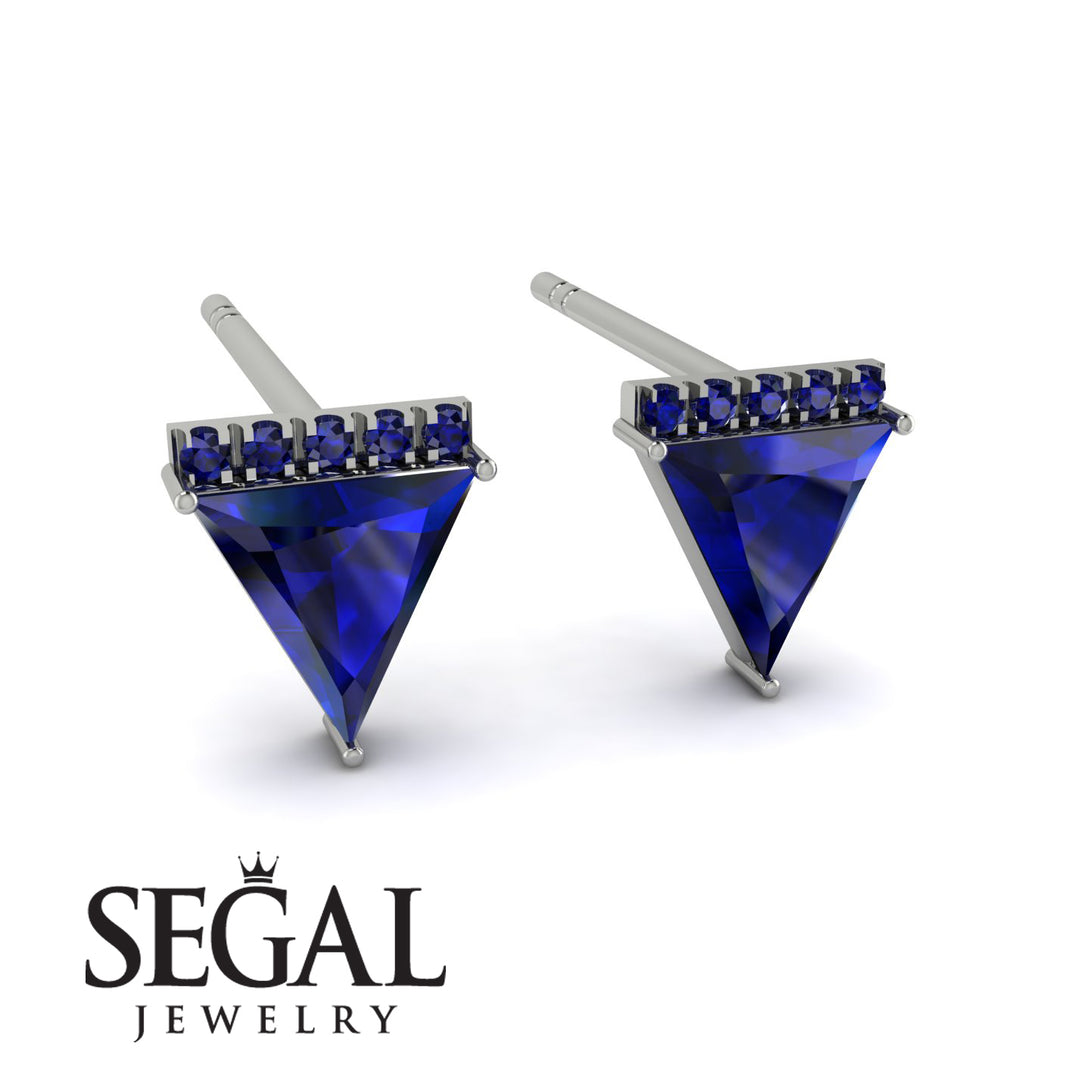 Triangle Sapphire Earrings Stud - Kairi No. 15