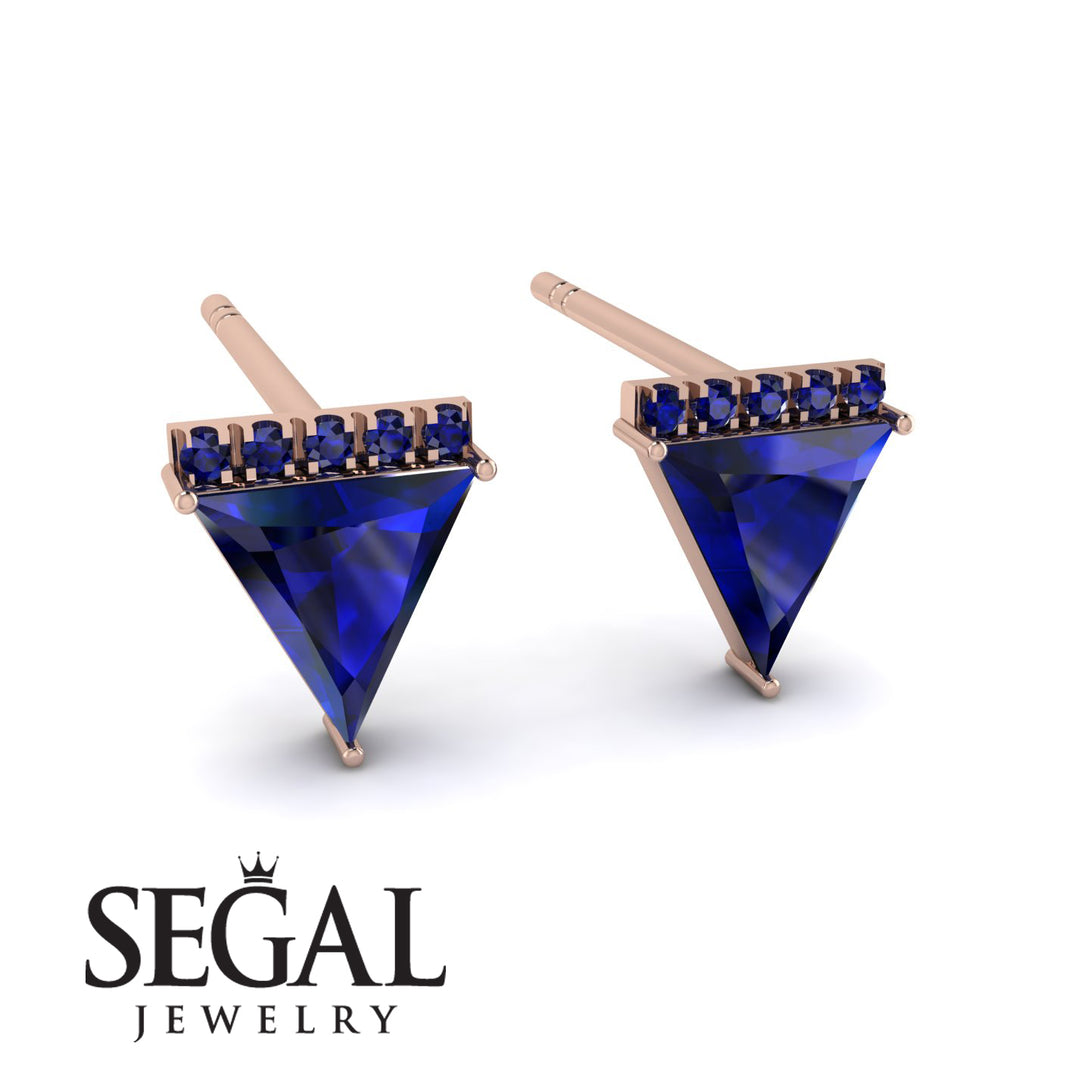 Triangle Sapphire Earrings Stud - Kairi No. 14