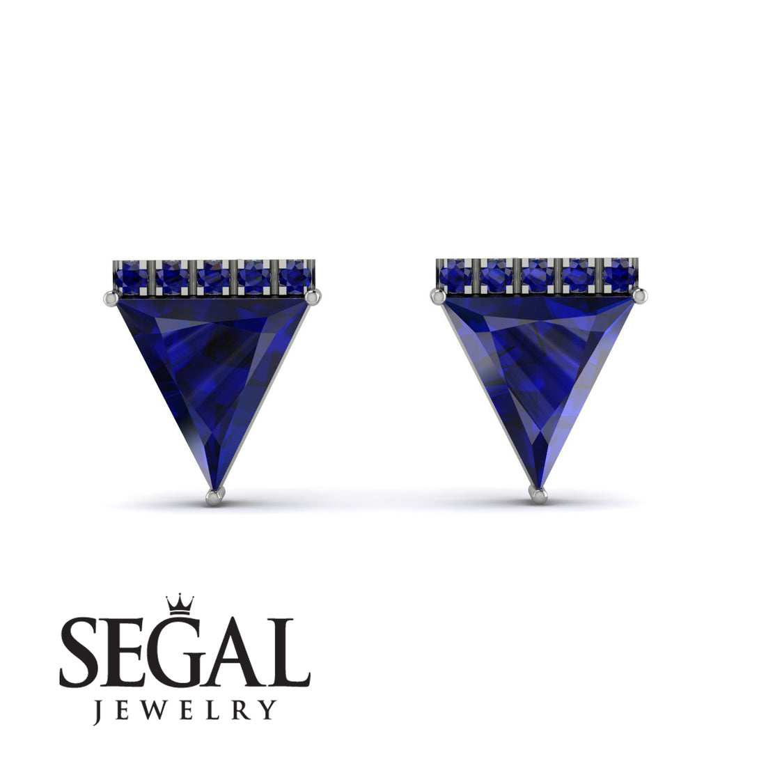 Triangle Sapphire Earrings Stud - Kairi No. 15