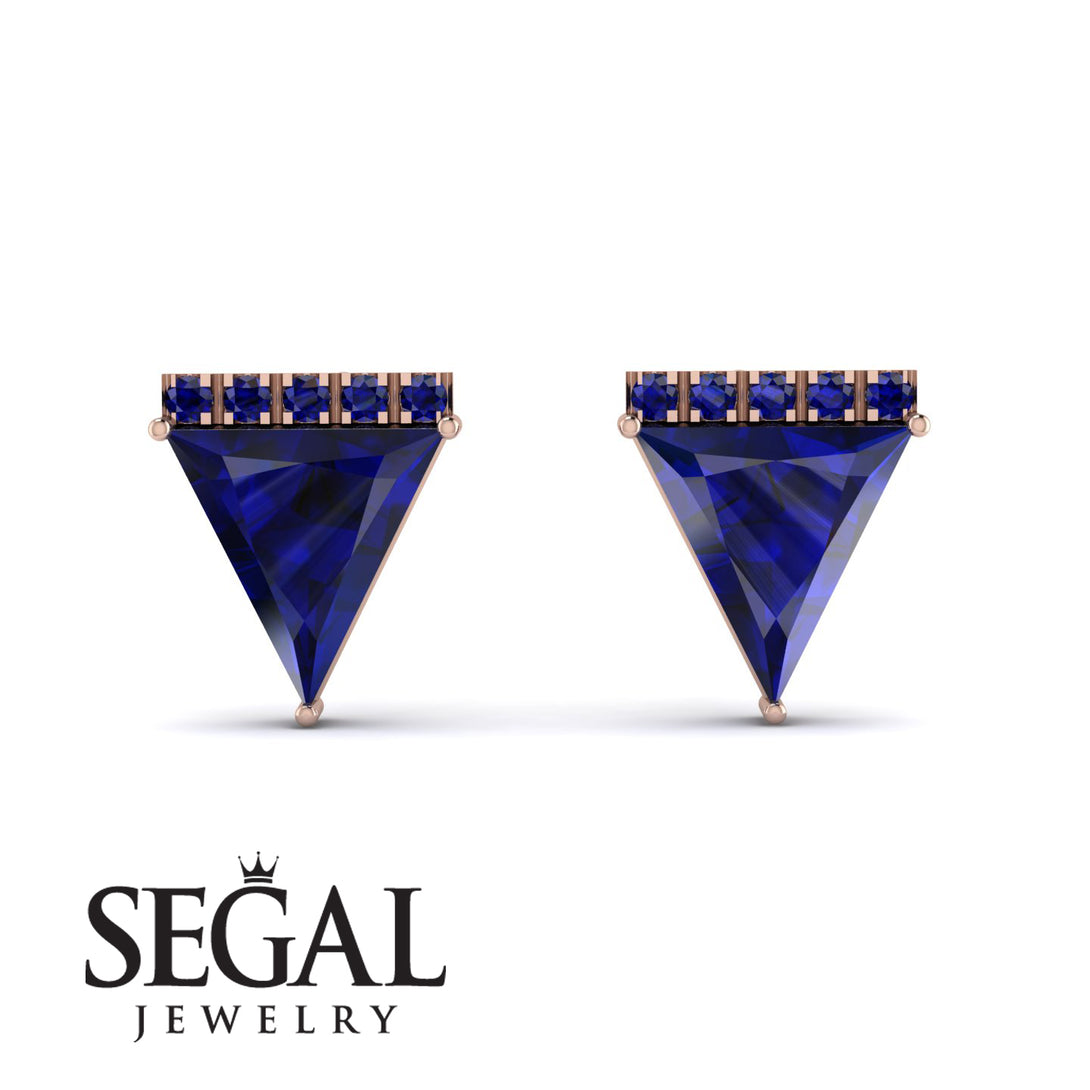 Triangle Sapphire Earrings Stud - Kairi No. 14