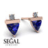 Triangle Sapphire Earrings With Round Stone - Estella No. 14