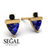 Triangle Sapphire Earrings With Round Stone - Estella No. 43 image 9