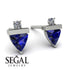 Triangle Sapphire Earrings With Round Stone - Estella No. 15 image 9