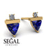 Triangle Sapphire Earrings With Round Stone - Estella No. 13 image 9