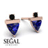 Triangle Sapphire Earrings With Round Stone - Estella No. 44