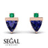 Triangle Sapphire Earrings With Round Stone - Estella No. 29