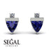 Triangle Sapphire Earrings With Round Stone - Estella No. 15