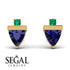 Triangle Sapphire Earrings With Round Stone - Estella No. 28 image 2