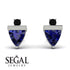 Triangle Sapphire Earrings With Round Stone - Estella No. 45
