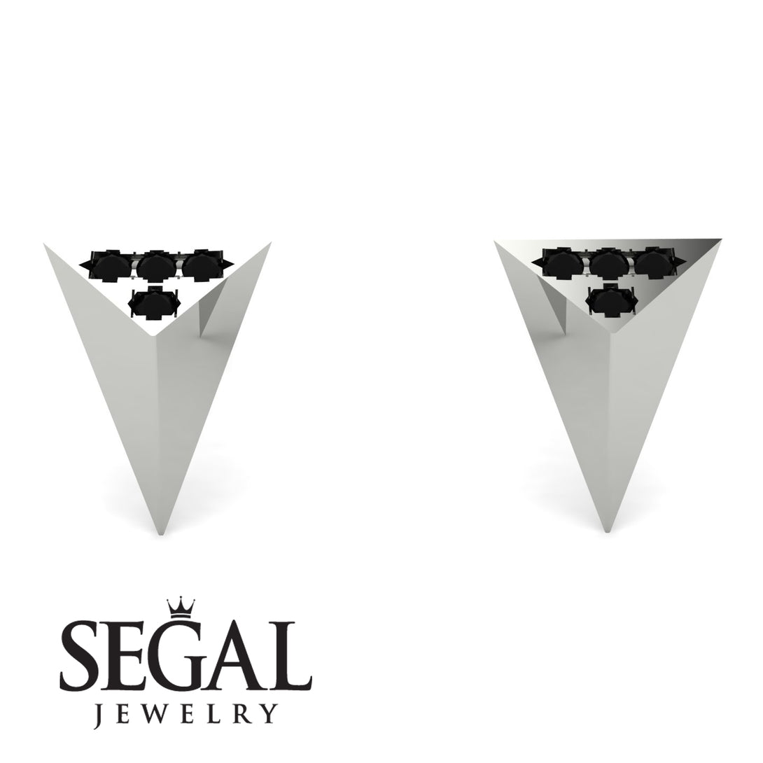 Triangle Black Diamond Earrings - Livia No. 9